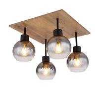 Luminosa Lighting Luminosa Moitas Shade Cluster Ceiling Light Matt Black Smoke Glass Shade 4X E27