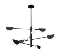 Luminosa Lighting Luminosa Mollis Modern Multi Arm Pendant Ceiling Light Black, Acrylic Shade