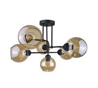Luminosa Lighting Luminosa Monde Multi Arm Semi Flush Ceiling Light Black, 55Cm, 6X E27