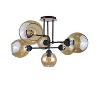 Luminosa Lighting Luminosa Monde Multi Arm Semi Flush Ceiling Light Wood, 55Cm, 6X E27