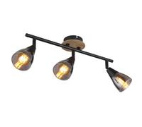Luminosa Lighting Luminosa Mubby Ceiling Spotlight Bar Matt Black Smoke Glass Shade 3X E14