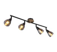 Luminosa Lighting Luminosa Mubby Ceiling Spotlight Bar Matt Black Smoke Glass Shade 4X E14
