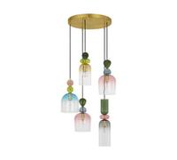 Luminosa Lighting Luminosa Murano Cluster Pendant Ceiling Light Glossy Dark Green, Blue Grey Pink, Orange, Sandy Gold E14 5X5W