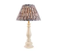 Luminosa Lighting Luminosa Myrtle Almond White Table Lamp With Pearl Grey Fabric Ikat Shade 30Cm B22
