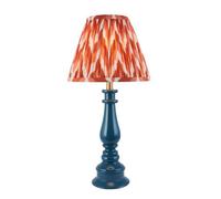 Luminosa Lighting Luminosa Myrtle Marlin Blue Table Lamp With Apricot Orange Fabric Zigzag Shade 25Cm B22