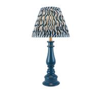 Luminosa Lighting Luminosa Myrtle Marlin Blue Table Lamp With Marlin Blue Fabric Ripple Shade 25Cm B22