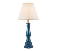 Luminosa Lighting Luminosa Myrtle Marlin Blue Table Lamp With Vintage White Fabric Ivy Shade 25Cm B22