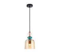 Luminosa Lighting Luminosa Namos Dome Pendant Ceiling Light Brass With Amber Shade