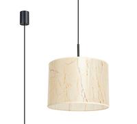 Luminosa Lighting Luminosa Nevia Cylindrical Pendant Ceiling Light Beige Marble, Black 1X E27