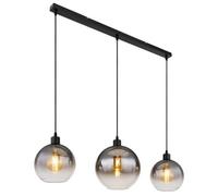 Luminosa Lighting Luminosa Newcastle Bar Pendant Ceiling Light Matt Black Smoke Glass Shade 3X E27