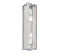 Luminosa Lighting Luminosa Newham Outdoor Contemporary 2 Light Wall Lamp Chrome, Clear Ribbed Glass