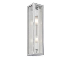 Luminosa Lighting Luminosa Newham Outdoor Contemporary 2 Light Wall Lamp Chrome, Clear Ribbed Glass