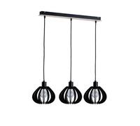 Luminosa Lighting Luminosa Nicoleta Bar Pendant Ceiling Light Black And Natural, 62Cm, 3X E27