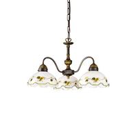 Luminosa Lighting Luminosa Nonna Cottage Style Glass 3 Arm Chandelier Matt Antique Brass, 3X E27