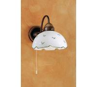 Luminosa Lighting Luminosa Nonna Cottage Style Glass Wall Light Matt Antique Brass, 1X E27