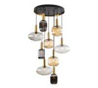 Luminosa Lighting Luminosa Norma 9 Light Cluster Pendant Ceiling Light Black, Brass, 3 Crystal Tones, E27 - Uk Stock