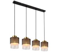 Luminosa Lighting Luminosa Olga Bar Pendant Ceiling Light Matt Black Satined Glass Shade 4X E27