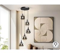 Luminosa Lighting Luminosa Opaz Cluster Pendant Ceiling Light Black, Smoke 5Xe27 - Uk Stock