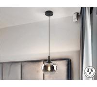 Luminosa Lighting Luminosa Opaz Dome Pendant Ceiling Light Black, Smoke 1Xe27 - Uk Stock