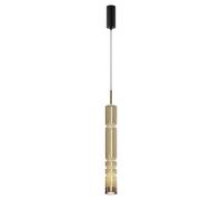 Luminosa Lighting Luminosa Ordo Modern Tall Slim Pendant Ceiling Light Black 3000K 920Lm Cognac Shade