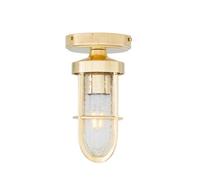 Luminosa Lighting Luminosa Oregon-A Outdoor Cage Well Glass Light, Natural Brass, Crackled Glass, Ip65