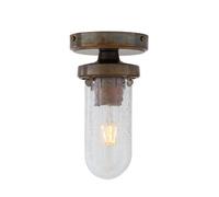 Luminosa Lighting Luminosa Oregon-B Outdoor Ceiling Light, Antique Brass, Crackled Glass, Ip65