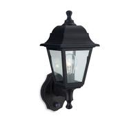 Oslo 1 Light Outdoor Wall Lantern Uplight With Pir Black Resin IP44 E27 Netlighting Black One Size