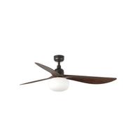 Luminosa Lighting Luminosa Out Walnut Large 3 Blade Ceiling Fan Dark Brown With Light 1X E27 Ip44