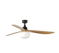 Luminosa Lighting Luminosa Outwood 150Cm Ceiling Fan Dark Brown, Light Oak Blades, E27 Light, Ip44