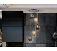 Luminosa Lighting Luminosa Ovila Modern Cluster Drop 5 Light Led Pendant Light, Oval Brandy & Smoke Grey Shades - Uk Stock