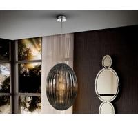 Luminosa Lighting Luminosa Ovila Pendant Light With Large Grey Shade In Shimmered Smoke Grey Tonality - Uk Stock