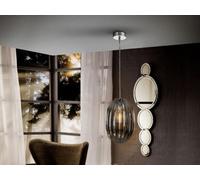 Luminosa Lighting Luminosa Ovila Pendant Light With Small Grey Shade In Shimmered Smoke Grey Tonality - Uk Stock
