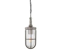 Luminosa Lighting Luminosa Owel-A Outdoor Pendant, Antique Silver, Crackled Glass, Ip65