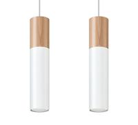 Luminosa Lighting Luminosa Pablo Twin Hanging Pendant Light White, Natural Wood Gu10