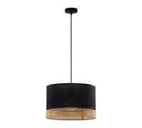 Luminosa Lighting Luminosa Paglia Cylindrical Pendant Ceiling Light Black, Rattan 1Xe27