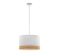 Luminosa Lighting Luminosa Paglia Cylindrical Pendant Ceiling Light White, Rattan 1Xe27