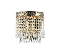 Luminosa Lighting Luminosa Palace Flush Wall Lamp Gold Antique & Crystal, 1 Light, E27