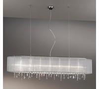 Luminosa Lighting Luminosa Paralume Designer Crystal Fabric Straight Pendant Light Polished Chrome, 7X G9