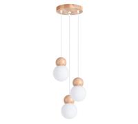 Luminosa Lighting Luminosa Pekka Cluster Pendant Ceiling Light White, Natural Wood