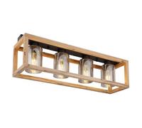Luminosa Lighting Luminosa Pettey Ceiling Spotlight Bar Matt Black Smoke With Air Bubbles Glass Shade 4X E27