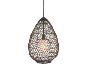 Luminosa Lighting Luminosa Pimva Wire Frame Pendant Ceiling Light Black Rattan, Matt Black, 1X E27