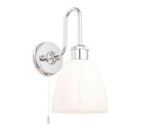 Luminosa Lighting Luminosa Piper Bathroom Wall Lamp Chrome Plate, Gloss Opal Glass, 1X E27