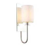 Luminosa Lighting Luminosa Pisa Shade Wall Lamp, Bright Nickel Plate, Vintage White Fabric