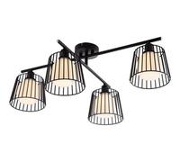 Luminosa Lighting Luminosa Priso Multi Arm Semi Flush Ceiling Lamp Matt Black Glass Shade 4X E14