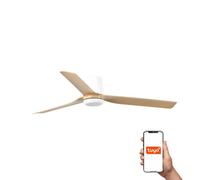 Luminosa Lighting Luminosa Punt Tub Medium 3 Blade Ceiling Fan Matt White, Maple Tuya Smart System