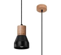 Luminosa Lighting Luminosa Qubic Dome Pendant Ceiling Light Concrete Black, Natural Wood