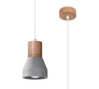 Luminosa Lighting Luminosa Qubic Dome Pendant Ceiling Light Concrete Grey, Natural Wood