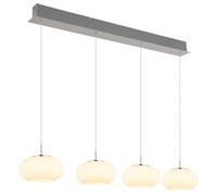 Luminosa Lighting Luminosa Quintara Bar Pendant Ceiling Light Nickel Matt Opal Glass Shade 4X Led 3000K