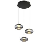 Luminosa Lighting Luminosa Quintara Cluster Pendant Ceiling Light Matt Black Smoke Glass Shade 3X Led 3000K