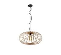 Luminosa Lighting Luminosa Racoon Wire Frame Pendant Ceiling Light Natural Wood 1X E27